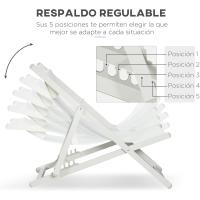 2 Tumbonas Plegables  Aluminio Tumbonas  Jardín  Respaldo Regulable en 5 Posiciones Reposacabezas  Terraza Patio Exterior 58x965x915 cm Blanco - details 3
