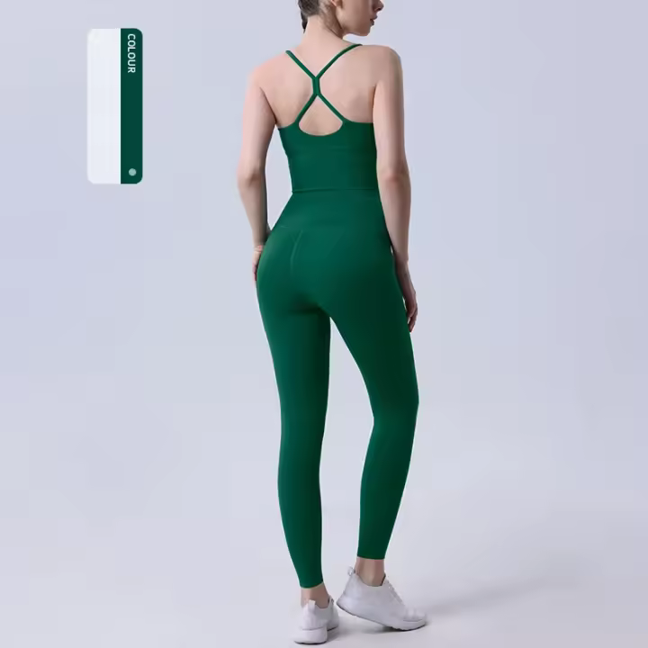 ZHUMU GYM Conjunto de Yoga Traje Deportivo para Mujer Conjunto de Fitness con Sujetador Deportivo y Leggings - 1