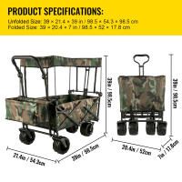 SucceBuy Carro plegable, carrito de jardín plegable con sombra, utilidad de playa, carro plegable portátil para playa, jardín, deportes - details 3