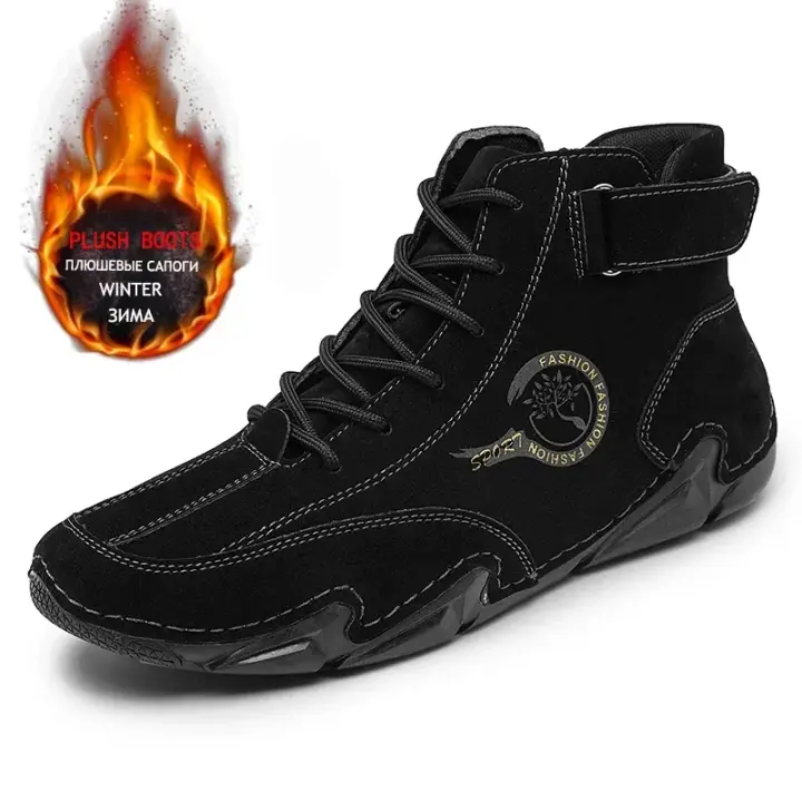 Zapatillas de deporte para hombre, botas cortas de felpa para deportes de senderismo al aire libre, zapatos informales de fondo suave para hombre, zapatos cómodos de marca originales - 1