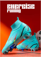 Zapatos de fútbol transpirables de tobillo alto para hombre, botas de fútbol de entrenamiento profesional al aire libre, antideslizantes, ligeras - details 3