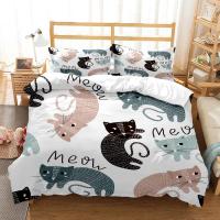 Juego de Ropa de Cama con Estampado de Gato Encantador Funda de Almohada y Juego de Cama de Lujo Queen Estilo Personalizado para Niños - details 4