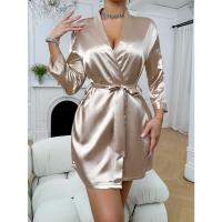 Pijamas de verano para mujer, estilo europeo y americano, delantal de gasa, albornoz sexy, vestido tejido a mano de seda helada. - details 30