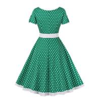 Vestido de Verano Vintage Hepburn Polka Dot de Contraste Cuello Cuadrado de los 50 Cintura Alta - details 21