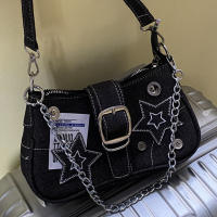 Bolsa de axilas de mezclilla estrella nueva tendencia de moda diseño de nicho bolsa de media luna bolso de lona bolsa de cadena - details 8