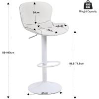 Taburete de bar regulable en altura de cuero PU, taburete alto con respaldo y reposapiés, taburete - details 4