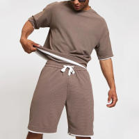 Conjunto de moda con color contrastante para hombres, cuello redondo, top de manga corta, pantalones cortos, deportes de verano y ocio, nuevo - details 3
