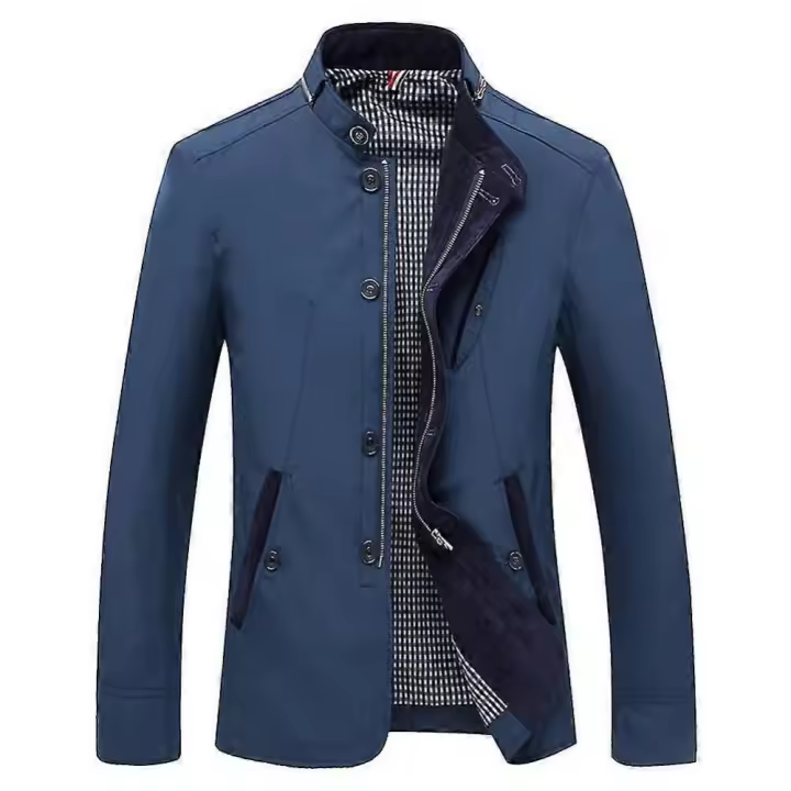 Chaqueta bomber impermeable con cremallera de botón Slim Fit para hombre - 1