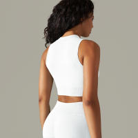 Hamidou-Sujetador deportivo con cremallera para mujer, Top de Yoga, chaleco de sudor, chaqueta de entrenamiento para correr, chaquetas sin mangas para correr, Tops cortos elásticos ajustados - details 32