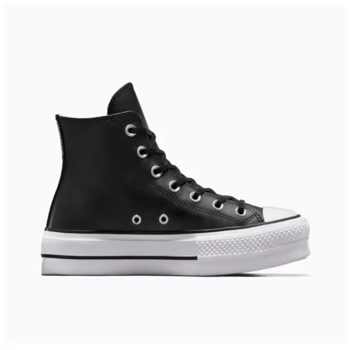 Zapatillas negras de plataforma de piel, zapatillas de moda para mujer - 1