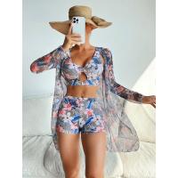 Conjunto de bikini push-up para mujer, traje de baño de 3 piezas con estampado de moda, cintura alta, 2025 - details 9