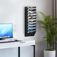 Organizador de Archivos Portafolletos de Pared y Revistero Soporte para Documentos A4 con Etiquetas Metal,Negro - details 4