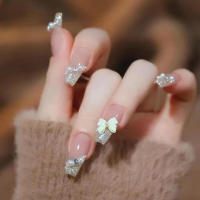 Uñas postizas rosas transparentes con borde brillante, decoración de uñas naturales irrompibles, uso sencillo para actuaciones en escenario - details 2