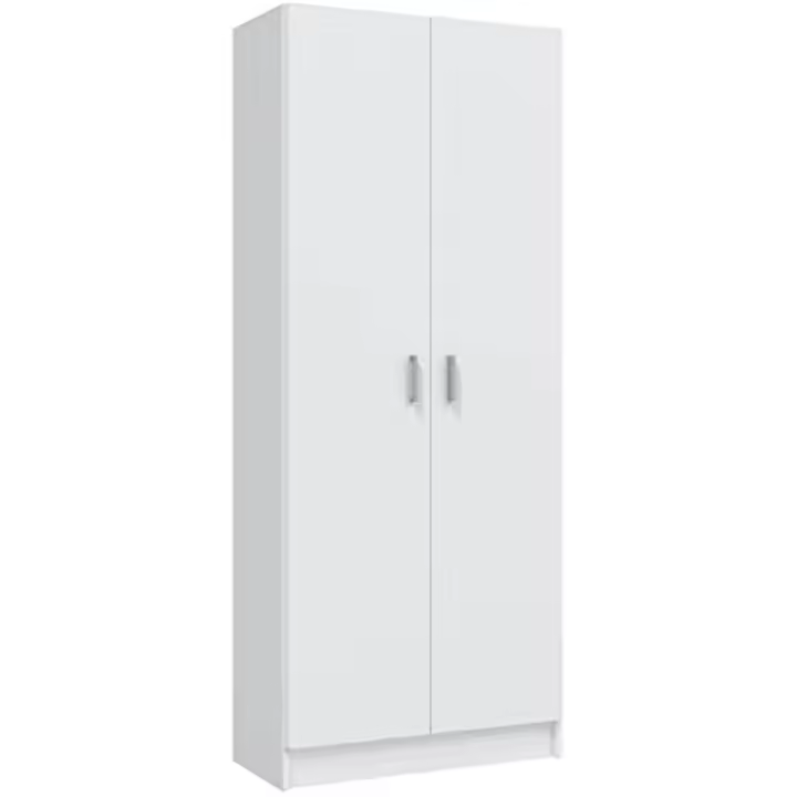 Armario Multiusos, Escobero, 2 Puertas, Acabado en Color Blanco Mate, Medidas: 73 cm (Ancho) x180 cm (Alto) x 37 cm (Fondo) - 1