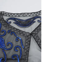 Bufanda años 20 para vestidos de noche, taburete de boda, bata de fiesta o disfraces azul y negro Talla única - details 4