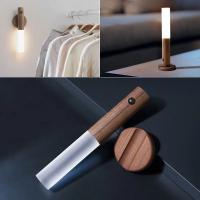 Luz LED de noche pequeña de inducción de cuerpo humano, carga USB, pasillo, armario, imitación de madera, arte - details 12