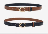 Cinturón delgado con hebilla en forma de C para mujer, cinturón de mezclilla de doble cara desmontable, cuero PU de alta calidad, marca de diseñador de lujo - details 4