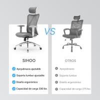 Silla de escritorio para computadora con reposacabezas ajustable y soporte lumbar, respaldo alto, silla ejecutiva giratoria para oficina en casa (azul claro) - details 54
