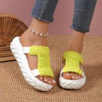 Zapatillas tejidas ligeras de suela gruesa de gran tamaño para mujer, nuevas sandalias casuales de punta redonda de lana. - details 2