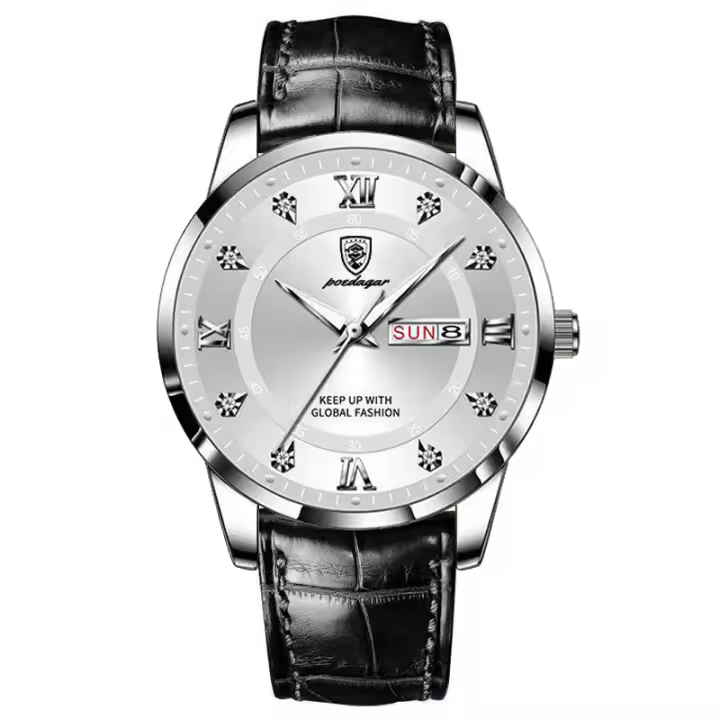 POEDAGAR Nuevo impermeable luminoso doble calendario reloj de hombre ultra delgado reloj de cuarzo - 1