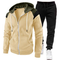 Traje de Sudadera con capucha para hombre, cárdigan con cremallera, ropa deportiva de empalme de dos piezas, tendencia de moda, Otoño e Invierno - details 6