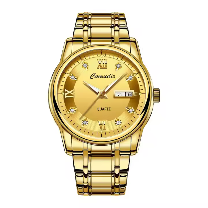 Hombre doble calendario reloj de cuarzo impermeable luminoso negocio - 1