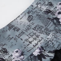 BUNO-minifalda de encaje en contraste, estilo gótico, detalle de lazo, cintura baja, estampado Floral, faldas cortas acampanadas, trajes de calle Y2K - details 8