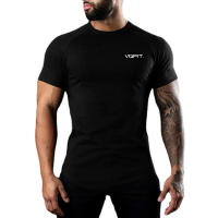 Camiseta Deportiva de Verano para Hombres Ajuste Delgado, Manga Corta, Estampado Casual, Top de Algodón para Gimnasio y Fitness - details 1