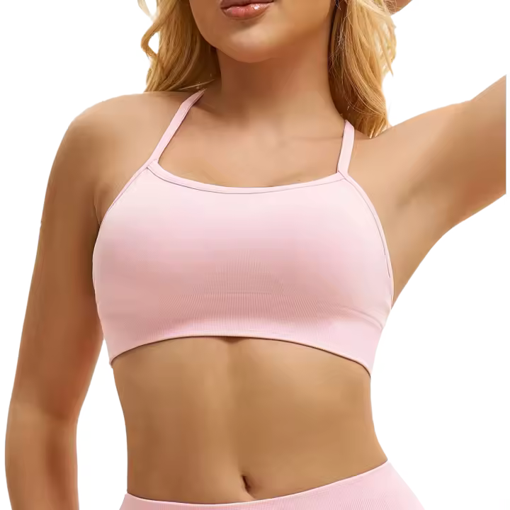Sujetador deportivo con espalda descubierta para mujer, ropa interior de alto soporte para Fitness, Top corto de gimnasia cruzado en la espalda, entrenamiento para correr, sujetadores sin costuras - 1
