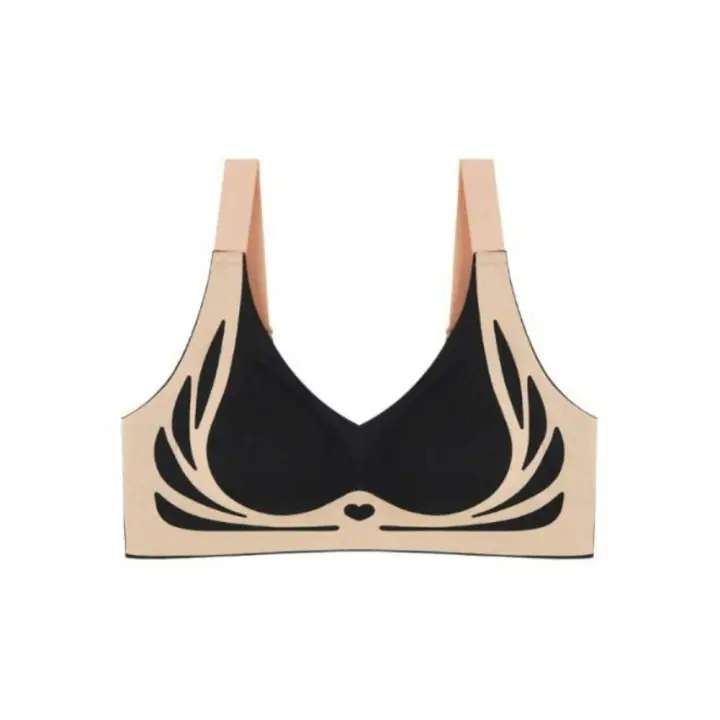 Sujetador inalámbrico sin costuras con escote en V profundo, sujetador ajustado a prueba de golpes para mujer, parte de atrás bonita, ropa interior push-up antiflacidez para Yoga - 1