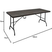 Mesa Plegable Portátil Multifuncional, 180x74x74cm, Imitación a Madera, Marrón - details 1