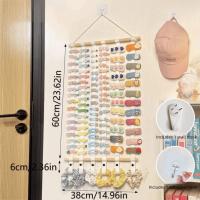 Clip para el cabello de gran capacidad, almacenamiento para colgar en la pared, ahorro de espacio, soporte de exhibición para diadema, cuerda resistente, organizador plegable para lazos para el cabello - details 0