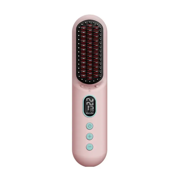 Plancha de pelo inalámbrica anión recargable portátil de viaje volumen recta de doble uso dios mini perezoso peine recto del pelo - 1