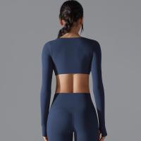 Nuevos deportes de manga larga Fiess para mujer, cuello en V profundo, ajustado, transpirable, estilo Ins, ropa de Yoga al aire libre, Tops cortos - details 19