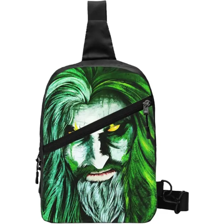 Bolso NEGRO para hombre, bolso de pecho, bolso de hombro plegable, bolso de senderismo NEGRO, bolso de mano, mochila de un solo hombro, bolsa de viaje multifuncional, estilo Rob, cantante Zombie - 1