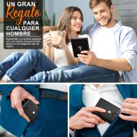 Cartera para Hombre Slim Fibra de Carbono con Bloqueo RFID, Tarjetero Hombre Ranuras para Tarjetas de Crédito, Clip para Billetes, Cartera Hombre Minimalista Bi-Fold con Caja de Regalo - details 5