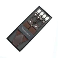 Tirante de cuero de moda de 35 mm de ancho con 6 clips, tirante retro casual para hombre, cinturón, regalo para padre/esposo - details 11
