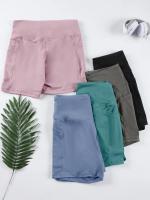 Pantalones cortos de Yoga con dos bolsillos para mujer, pantalones cortos elásticos para correr al aire libre, Color sólido, levantamiento de glúteos, ciclismo, ropa deportiva femenina - details 1