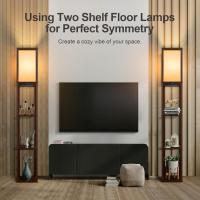 Lámpara de Pie con Carga y Control Remoto Estante de Madera LED Regulable de 4 Temperaturas de Color Incluye Bombilla Para Sala de Estar, Dormitorio, Oficina Decoración Vintage - details 27