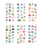 Pegatinas de Scrapbooking Kawaii de Plantas Succulentas en PVC Transparente 6 Hojas/Paquete Decoración para Diario y Papelería de Marca nbyinto - details 1