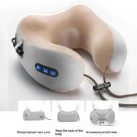 Almohada eléctrica de masaje para el cuello, almohada en forma de U, se adapta al cuello, calefacción ajustable para masajear y relajarse, algodón con memoria duradera - details 4