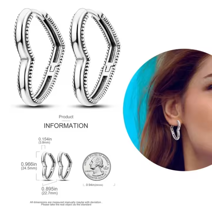 Pendientes de aro de plata de ley 2024 para mujer, exquisitos pendientes de aro con forma de estrella de mar y mariquita de cuatro hojas, regalo de joyería de boda y compromiso, novedad de 925 - 1