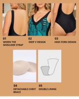 Traje de Baño de Talla Grande con Estampado de Flor Sexy Escote en V Profundo, Espalda Descubierta, Material de Poliéster - details 3