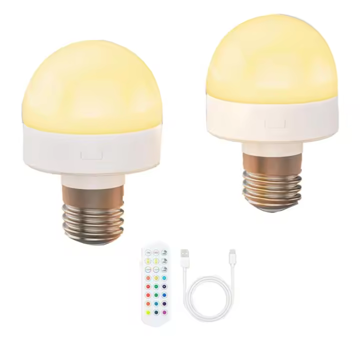Bombillas recargables con control remoto - Bombilla E26 con pilas para apliques de pared no cableados, luces colgantes - 1