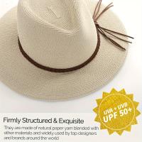 Sombrero De Playa De Paja Plegable Y Empacable Con Ala Ancha Para El Verano, Con Protección Solar UPF 50 + Estilo Panamá Fedora - details 5