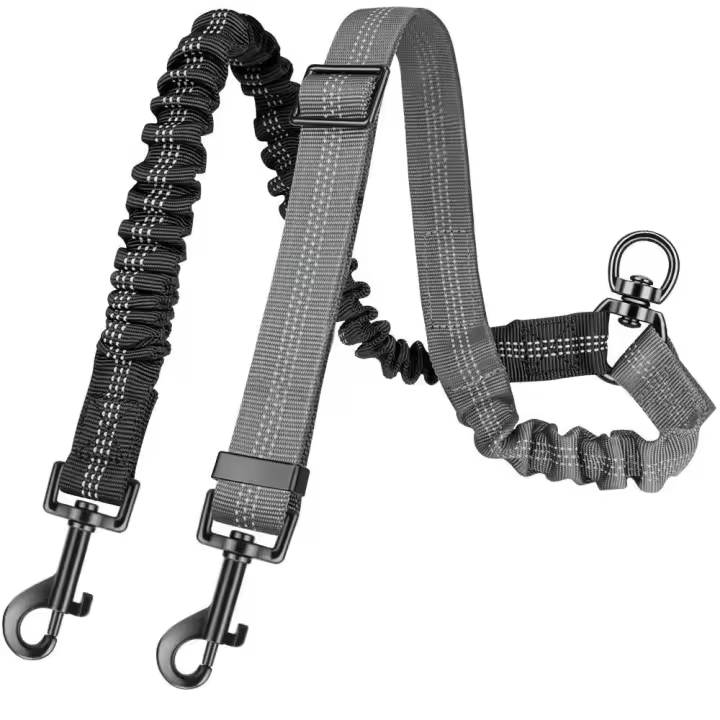Correa doble para perros 2 en 1 360 °   Correa ajustable giratoria para dos perros, correa de tracción reflectante que absorbe los golpes para dos perros - 1