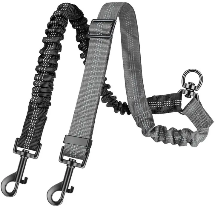 Correa doble para perros 2 en 1 360 °   Correa ajustable giratoria para dos perros, correa de tracción reflectante que absorbe los golpes para dos perros - 1