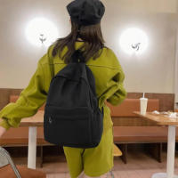 Mochila escolar impermeable para mujeres, mochila escolar de gran capacidad, cremallera suave, color sólido, mochila casual para - details 3