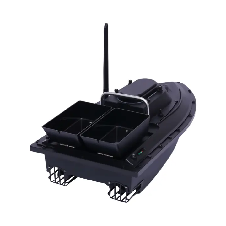 Barco de alimentación con Control remoto, buscador de peces con 2 tolvas, carga de 500 kg, color negro, 1,8 m - 1