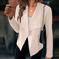 Chaqueta de Anteiro Suave de Color Beige Cardigan Corto Adelgazante de Moda para Mujer - details 3